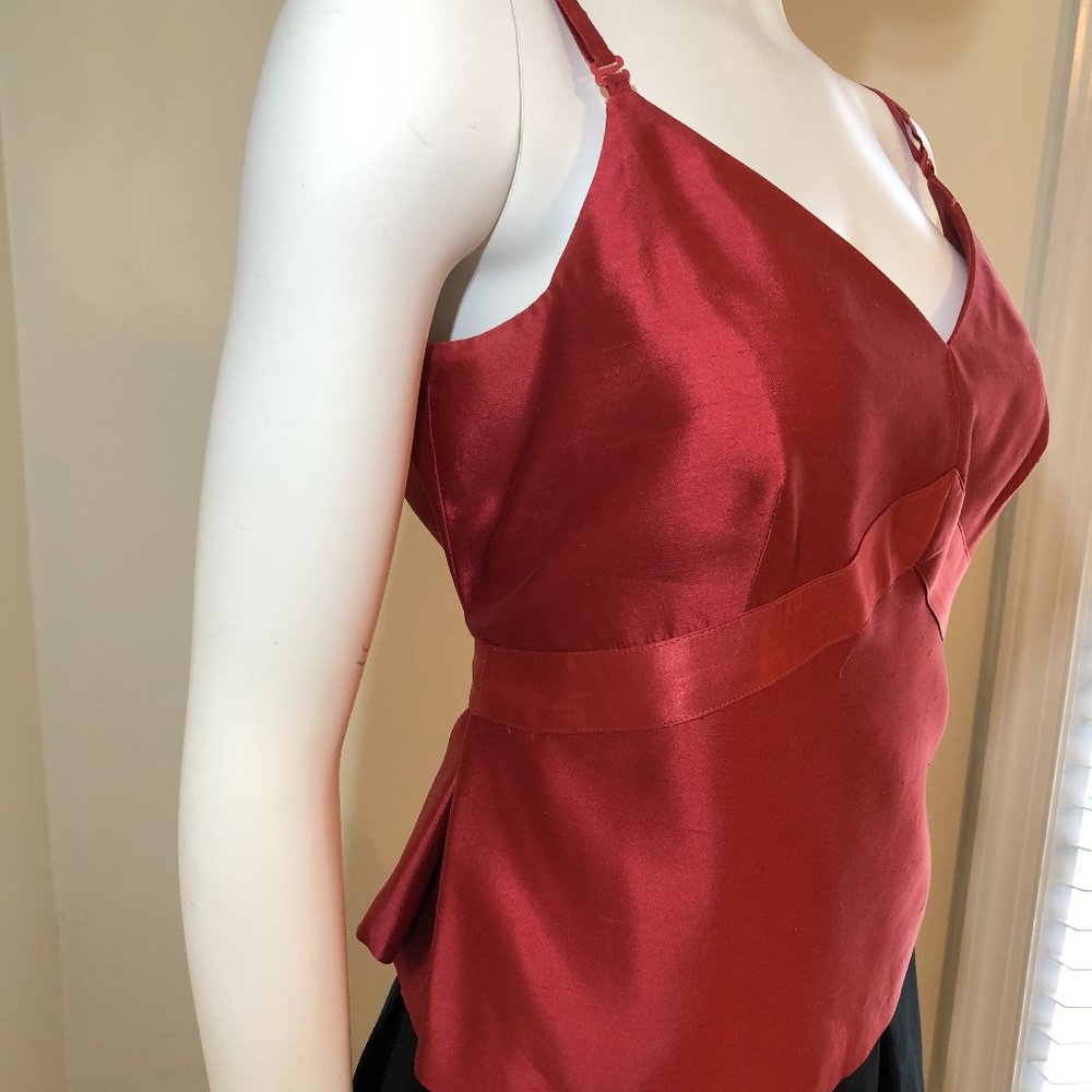 LiuLiu Silk Shantung Ruby Top with Tie Back